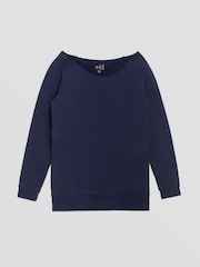 Pineapple Blue Womens Off Shoulder Longline Sweatshirt - Image 5 of 5
