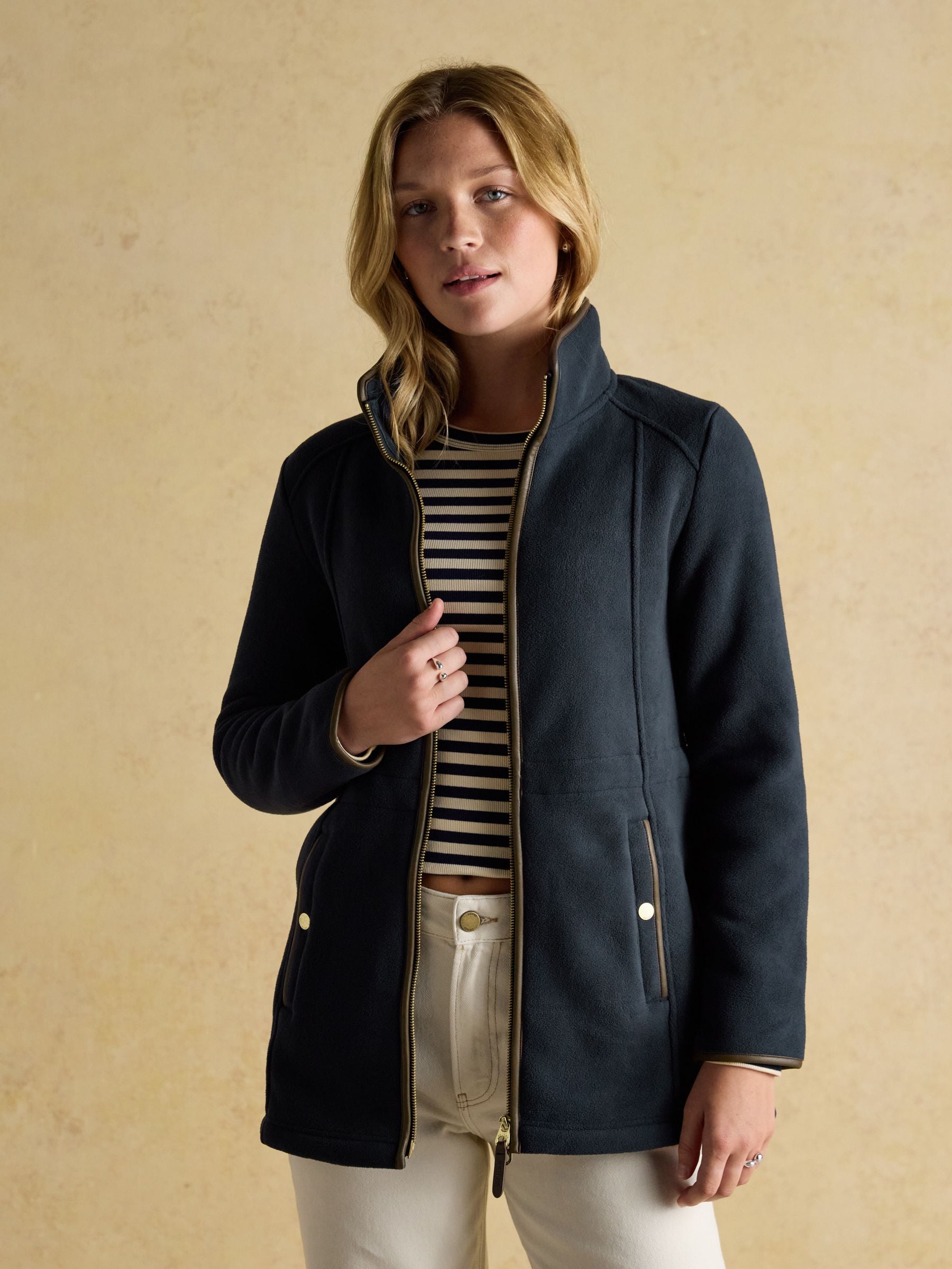 Buy Joules Heritage Navy Longline Zip Up Polar Fleece from the