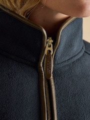 Joules Navy Zip Through Longline Fleece - Image 6 of 11