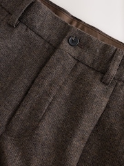 Brown Regular Tapered Fit Smart Textured Trousers With Wool - Image 10 of 11
