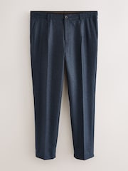 Navy Blue Regular Tapered Fit Nova Fides Wool Rich Herringbone Trousers - Image 6 of 10