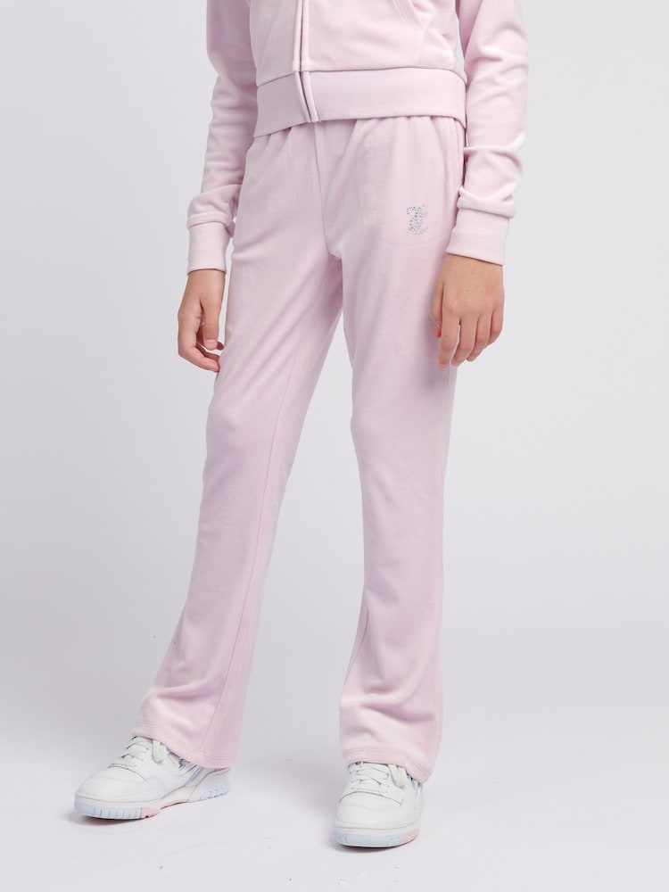 Juicy Couture Dark Purple Girls Diamanté Bootcut Joggers - Image 1 of 1