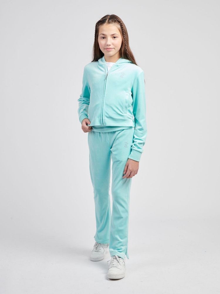 Juicy Couture Blue Girls Arch Zip-Thru Diamante Hoodie - Image 2 of 8