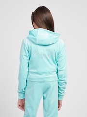 Juicy Couture Blue Girls Arch Zip-Thru Diamante Hoodie - Image 3 of 8