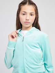 Juicy Couture Blue Girls Arch Zip-Thru Diamante Hoodie - Image 4 of 8