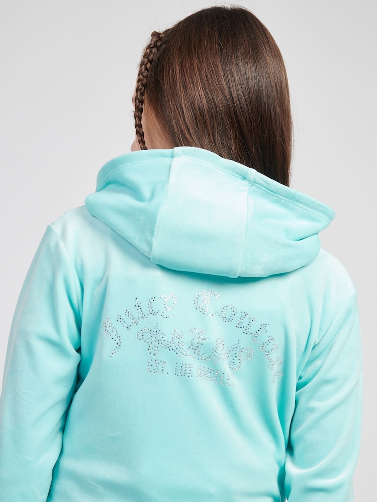 Juicy Couture Blue Girls Arch Zip-Thru Diamante Hoodie - Image 5 of 8