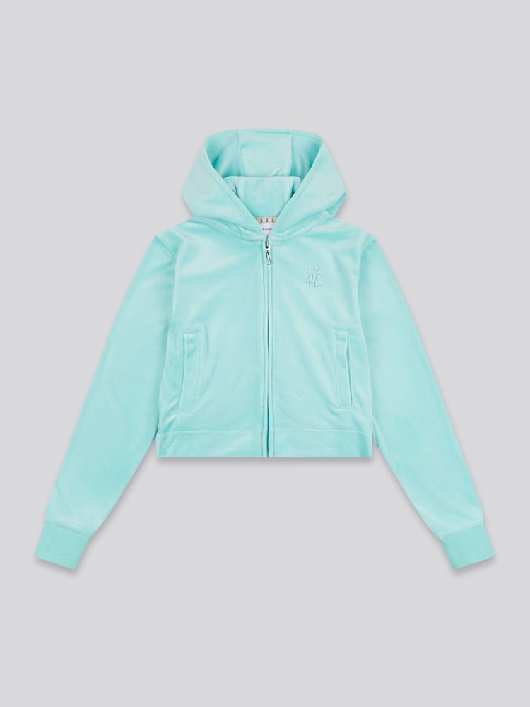 Juicy Couture Blue Girls Arch Zip-Thru Diamante Hoodie - Image 6 of 8