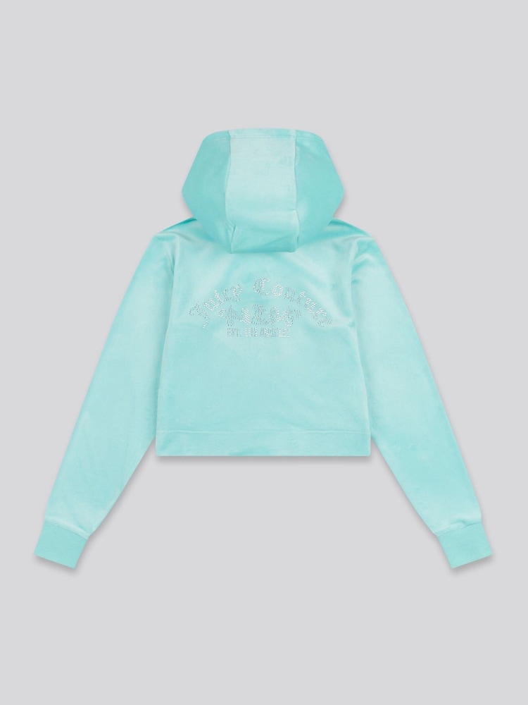 Juicy Couture Blue Girls Arch Zip-Thru Diamante Hoodie - Image 7 of 8