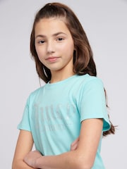 Juicy Couture Blue Girls Diamante Fitted 100% Cotton T-Shirt - Image 4 of 7