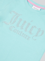 Juicy Couture Blue Girls Diamante Fitted 100% Cotton T-Shirt - Image 7 of 7