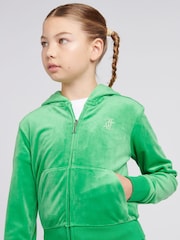 Juicy Couture Light Green Diamanté Zip Through Hoodie - Image 4 of 8