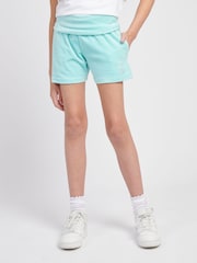 Juicy Couture Blue Girls Fold Over Waist Shorts - Image 1 of 8
