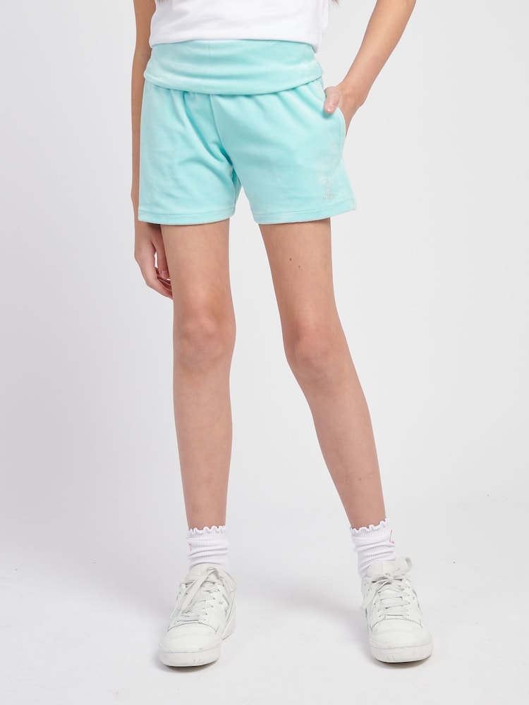 Juicy Couture Blue Girls Fold Over Waist Shorts - Image 1 of 8