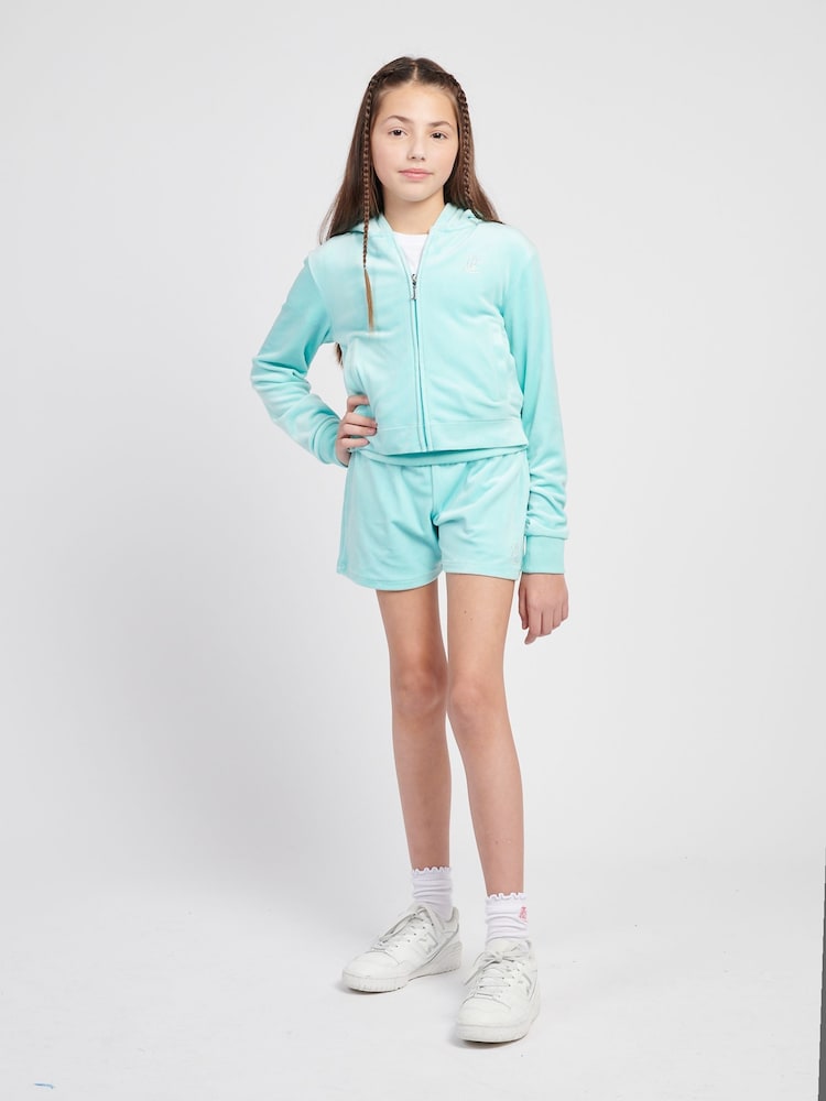 Juicy Couture Blue Girls Fold Over Waist Shorts - Image 2 of 8