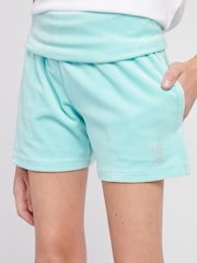 Juicy Couture Blue Girls Fold Over Waist Shorts - Image 4 of 8