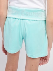 Juicy Couture Blue Girls Fold Over Waist Shorts - Image 5 of 8