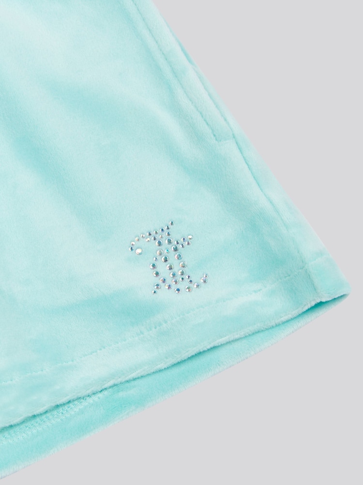 Juicy Couture Blue Girls Fold Over Waist Shorts - Image 8 of 8