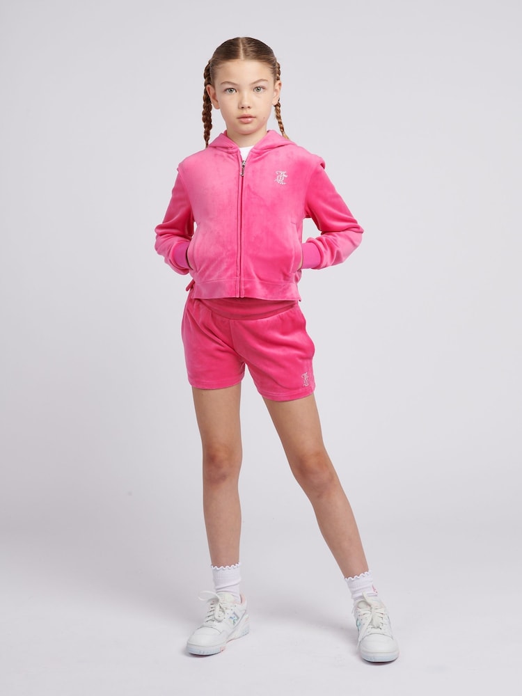 Juicy Couture Pink Girls Arch Zip-Thru Diamante Hoodie - Image 2 of 7