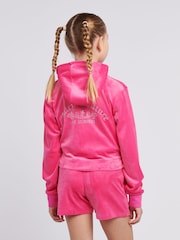Juicy Couture Pink Girls Arch Zip-Thru Diamante Hoodie - Image 3 of 7