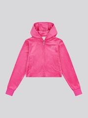 Juicy Couture Pink Girls Arch Zip-Thru Diamante Hoodie - Image 5 of 7