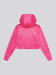 Juicy Couture Pink Girls Arch Zip-Thru Diamante Hoodie - Image 6 of 7