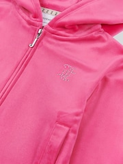 Juicy Couture Pink Girls Arch Zip-Thru Diamante Hoodie - Image 7 of 7