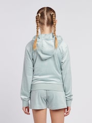 Juicy Couture Light Blue Girls Tonal Velour Zip Up Hoodie - Image 3 of 4