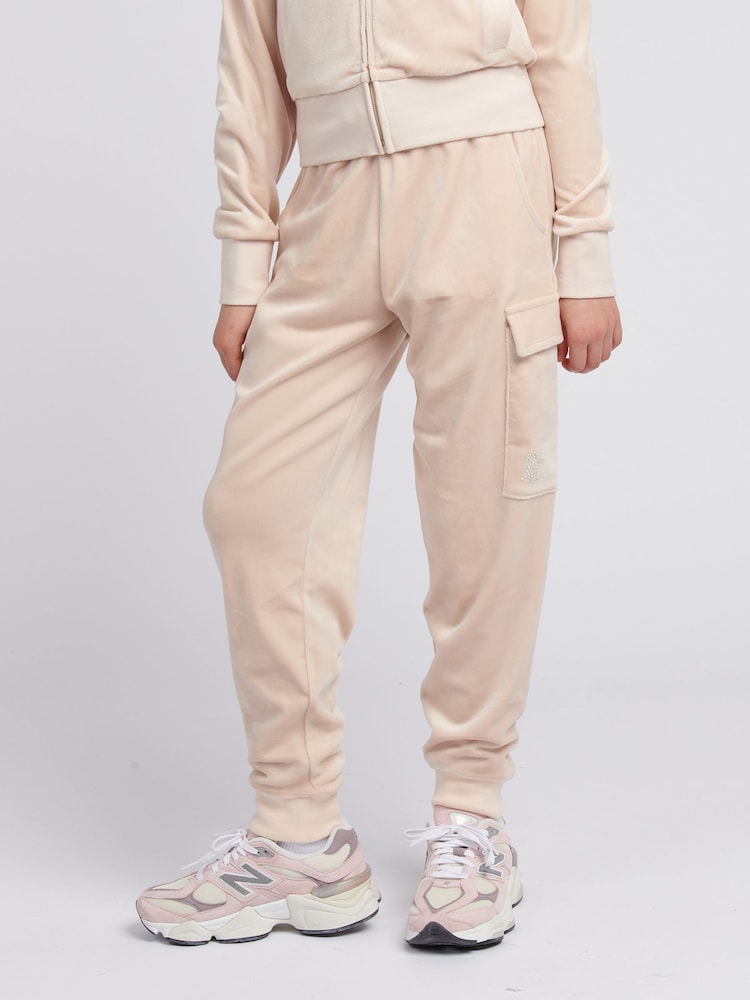Crème - Juicy Couture Girls Cargo Cuffed Joggers - Image 1 of 7