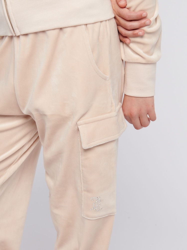 Crème - Juicy Couture Girls Cargo Cuffed Joggers - Image 4 of 7
