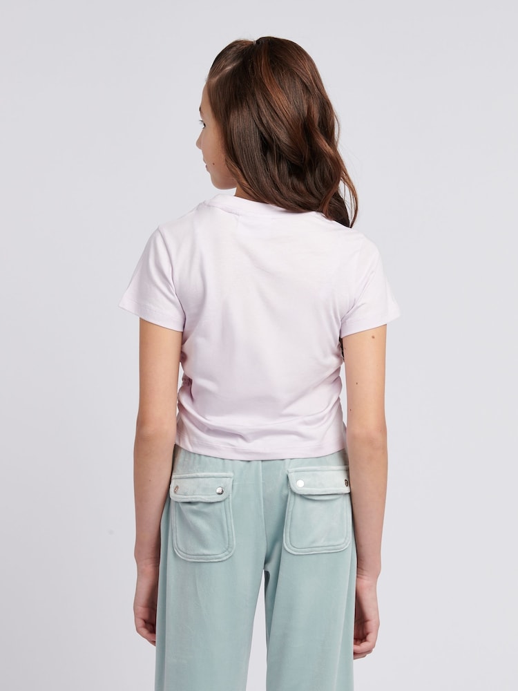 Juicy Couture Purple Girls Diamante Ringer 100% Cotton T-Shirt - Image 3 of 7