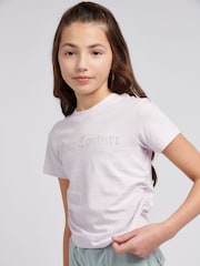 Juicy Couture Purple Girls Diamante Ringer 100% Cotton T-Shirt - Image 4 of 7