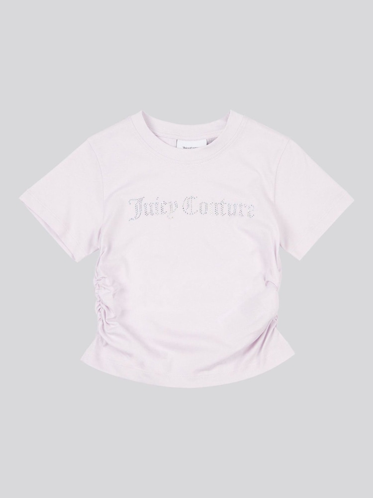 Juicy Couture Purple Girls Diamante Ringer 100% Cotton T-Shirt - Image 5 of 7