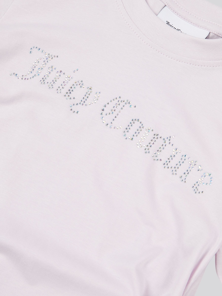 Juicy Couture Purple Girls Diamante Ringer 100% Cotton T-Shirt - Image 7 of 7