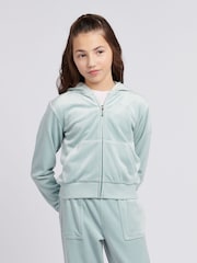 Juicy Couture Blue Girls Diamante Zip-Through Hoodie - Image 1 of 7
