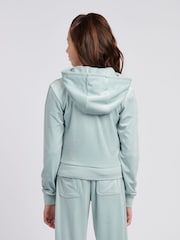 Juicy Couture Blue Girls Diamante Zip-Through Hoodie - Image 3 of 7