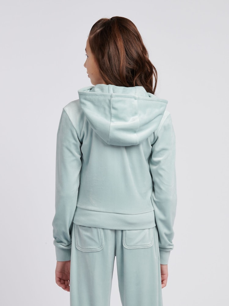 Juicy Couture Blue Girls Diamante Zip-Through Hoodie - Image 3 of 7