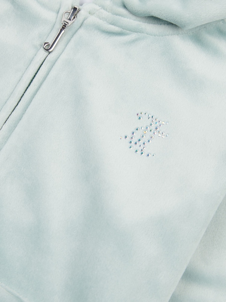Juicy Couture Blue Girls Diamante Zip-Through Hoodie - Image 7 of 7
