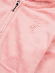 Juicy Couture Orange Girls Tonal Velour Zip Up Hoodie - Image 3 of 3