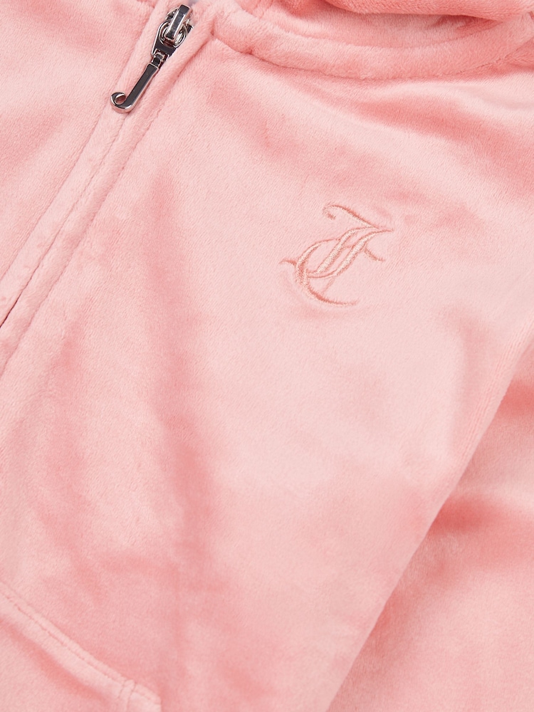 Juicy Couture Orange Girls Tonal Velour Zip Up Hoodie - Image 3 of 3 Juicy Couture Orange Girls Tonal Velour Zip Up Hoodie - Image 3 of 3