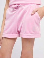 Juicy Couture Light Pink Girls Velour Fold Up Shorts - Image 4 of 7
