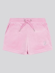 Juicy Couture Light Pink Girls Velour Fold Up Shorts - Image 5 of 7
