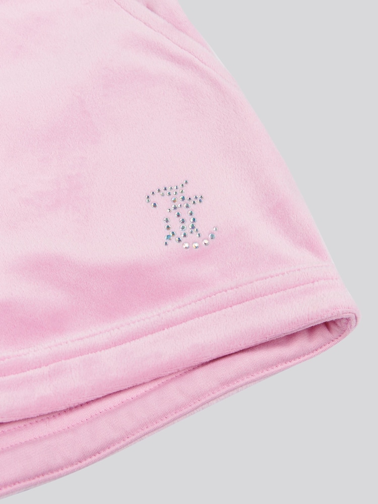 Juicy Couture Light Pink Girls Velour Fold Up Shorts - Image 7 of 7