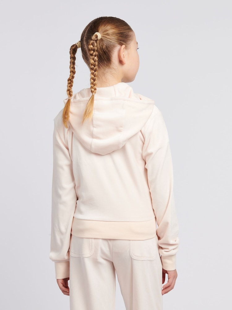 Juicy Couture Cream Girls Tonal Velour Zip Up Hoodie - Image 2 of 7