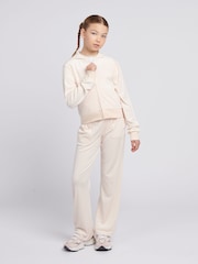 Juicy Couture Cream Girls Tonal Velour Zip Up Hoodie - Image 3 of 7