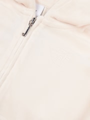 Juicy Couture Cream Girls Tonal Velour Zip Up Hoodie - Image 7 of 7