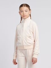 Juicy Couture Cream Girls Velour Zip-Thru Jacket - Image 1 of 7