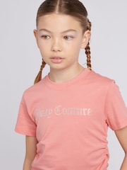 Juicy Couture Orange Girls Diamante Ringer 100% Cotton T-Shirt - Image 1 of 7