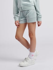 Juicy Couture Light Blue Girls Tonal Embroidered Velour Shorts - Image 1 of 7