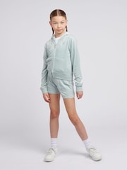 Juicy Couture Light Blue Girls Tonal Embroidered Velour Shorts - Image 2 of 7