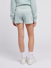 Juicy Couture Light Blue Girls Tonal Embroidered Velour Shorts - Image 3 of 7